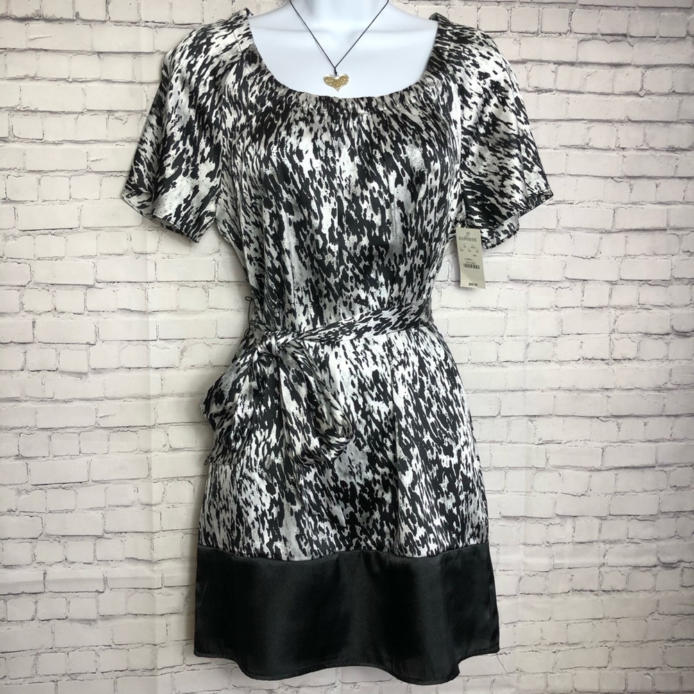Express Black & White Short Sleeve Tunic Dress Size XS